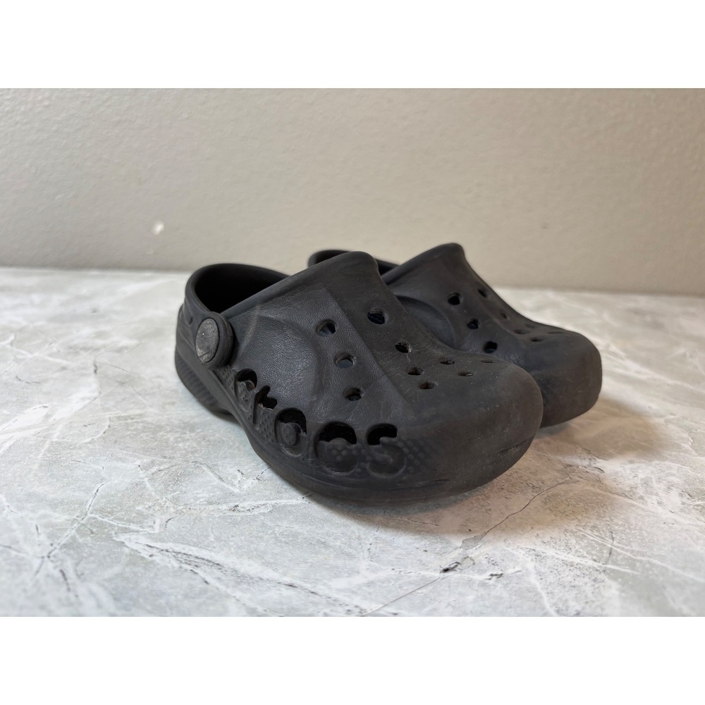 Crocs‎ Baya Clogs Kids Size C8 Black Slip On Water Shoes Sandals 10190